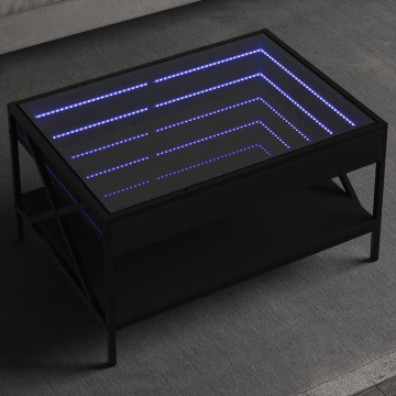 Măsuță de cafea cu LED infinity, negru, 70x50x38 cm - Img 1