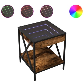 Măsuță de cafea cu LED infinity, stejar fumuriu, 40x40x49 cm - Img 2