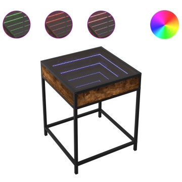 Măsuță de cafea cu LED infinity, stejar fumuriu, 40x40x51 cm - Img 2
