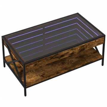 Măsuță de cafea cu LED infinity, stejar fumuriu, 90x50x38 cm - Img 3