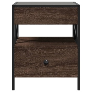 Măsuță de cafea cu LED infinity, stejar maro, 40x40x51 cm - Img 5