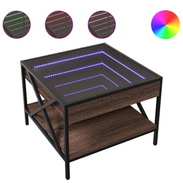 Măsuță de cafea cu LED infinity, stejar maro, 50x50x38 cm - Img 2