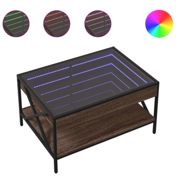 Măsuță de cafea cu LED infinity, stejar maro, 70x50x38 cm - Img 2