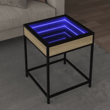 Măsuță de cafea cu LED infinity, stejar sonoma, 40x40x51 cm - Img 1