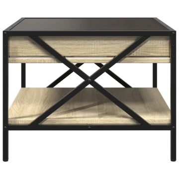 Măsuță de cafea cu LED infinity, stejar sonoma, 50x50x38 cm - Img 6