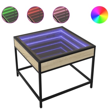 Măsuță de cafea cu LED infinity, stejar sonoma, 50x50x41 cm - Img 2