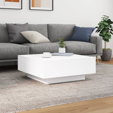Măsuță de cafea cu lumini LED, alb, 80x80x31 cm - Img 8