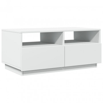 Măsuță de cafea cu lumini LED, alb, 90x49x40 cm - Img 3