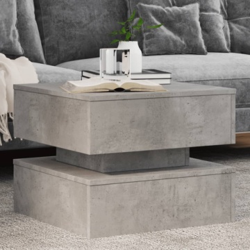 Măsuță de cafea cu lumini LED, gri beton, 50x50x40 cm - Img 1