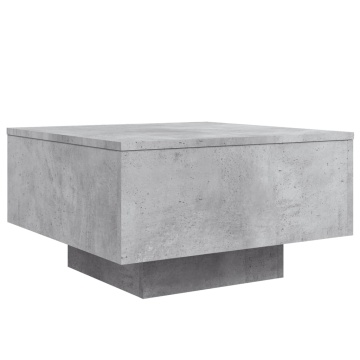 Măsuță de cafea cu lumini LED, gri beton, 55x55x31 cm - Img 3
