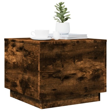 Măsuță de cafea cu lumini LED, stejar fumuriu, 50x50x40 cm - Img 5