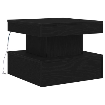 Masuta de cafea cu lumini LED Stejar negru 50x50x40 cm - Img 2