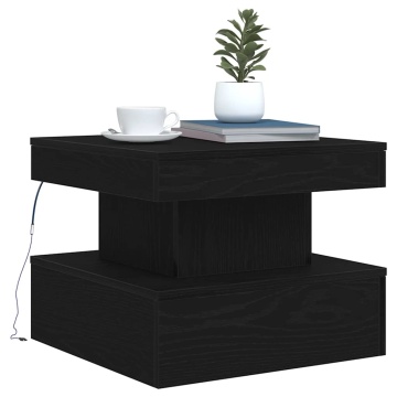 Masuta de cafea cu lumini LED Stejar negru 50x50x40 cm - Img 8