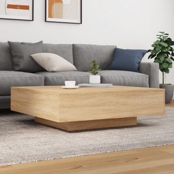 Măsuță de cafea cu lumini LED, stejar sonoma, 100x100x31 cm - Img 4