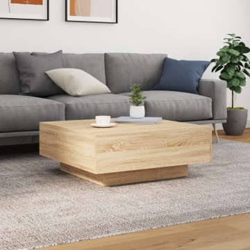 Măsuță de cafea cu lumini LED, stejar sonoma, 80x80x31 cm - Img 8