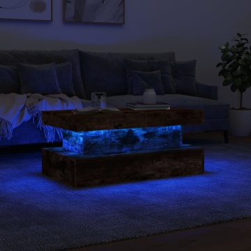 Măsuță de cafea cu lumini LED, stejar sonoma, 90x50x40 cm - Img 8