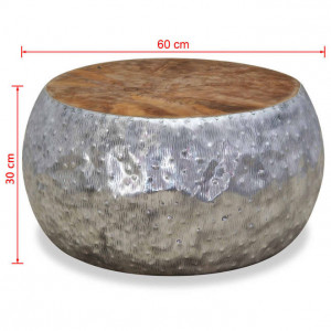 Măsuță de cafea din aluminiu și tec, 60 x 60 x 30 cm - Img 6