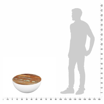 Măsuță de cafea în formă de bol 60x60x30cm lemn masiv reciclat - Img 9