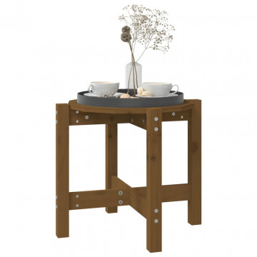 Măsuță de cafea, maro miere, Ø 52,5x45 cm, lemn masiv de pin - Img 4
