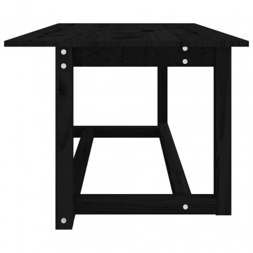 Măsuță de cafea, negru, 110x55x45 cm, lemn masiv de pin - Img 4