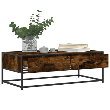 Măsuță de cafea stejar fumuriu 100x50x35cm lemn prelucrat/metal - Img 4
