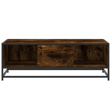 Măsuță de cafea stejar fumuriu 100x57x35cm lemn prelucrat/metal - Img 8