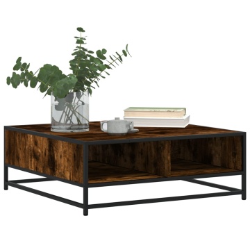 Măsuță de cafea stejar fumuriu 80x80x30 cm lemn prelucrat/metal - Img 4