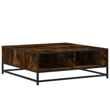 Măsuță de cafea stejar fumuriu 80x80x30 cm lemn prelucrat/metal - Img 6