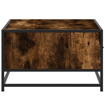 Măsuță de cafea stejar fumuriu 90x57x35cm lemn prelucrat/metal - Img 5