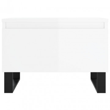 Mese de cafea 2 buc. alb extralucios 50x46x35 cm lemn compozit - Img 5