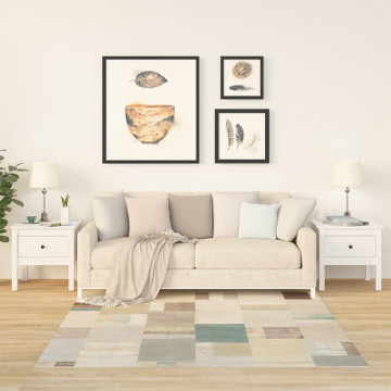 Mese laterale, 2 buc., alb, 50x50x49 cm, lemn masiv de pin - Img 1