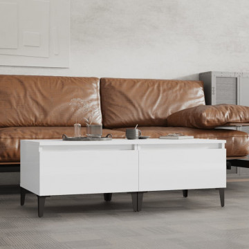 Mese laterale 2 buc. alb extralucios 50x46x35 cm lemn compozit - Img 1