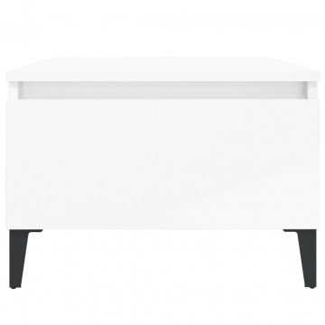 Mese laterale 2 buc. alb extralucios 50x46x35 cm lemn compozit - Img 6