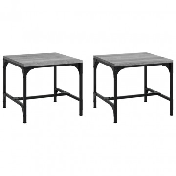 Mese laterale 2 buc. gri sonoma 40x40x35 cm lemn prelucrat - Img 2