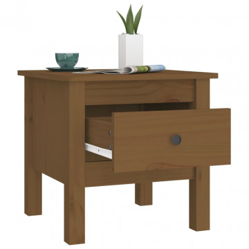 Mese laterale 2 buc. maro miere 40x40x39 cm lemn masiv de pin - Img 6