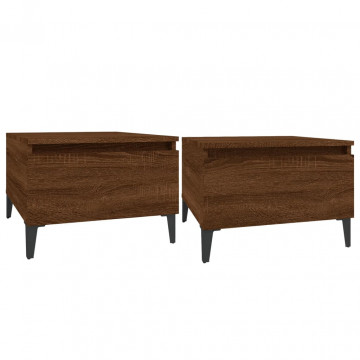 Mese laterale 2 buc. stejar maro 50x46x35 cm lemn compozit - Img 2