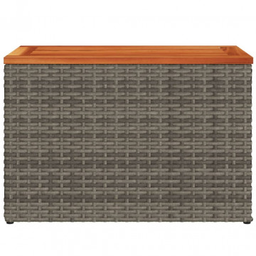 Mese laterale de grădină 2 buc. gri 55x34x37cm lemn/poliratan - Img 6
