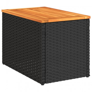 Mese laterale de grădină 2 buc. negru 55x34x37cm lemn/poliratan - Img 8