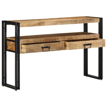 Mese laterale Negre 120x33x75 cm din lemn solid de mango și metal - Img 1