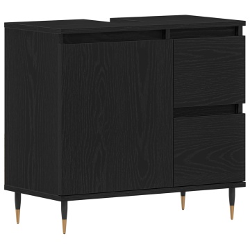 Mobilier Chiuvetă Baie Negru Stejar 65x33x60 cm Lemn prelucrat - Img 2