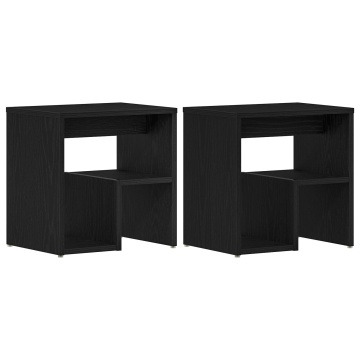 Noptieră 2 buc Negru Stejar 40x30x40 cm Lemn prelucrat - Img 2