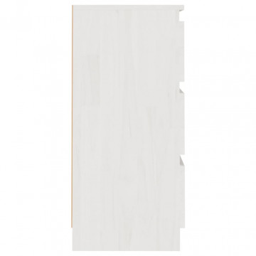 Noptieră, alb, 40x29,5x64 cm, lemn masiv de pin - Img 7