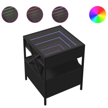 Noptieră cu LED infinity, negru, 40x40x51 cm - Img 2