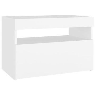 Noptieră cu lumini LED, alb, 60x35x40 cm, lemn prelucrat - Img 7