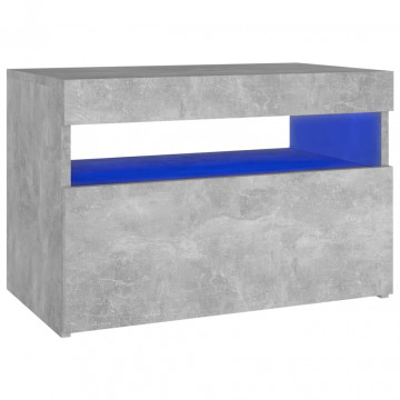 Noptieră cu lumini LED, gri beton, 60x35x40 cm - Img 2