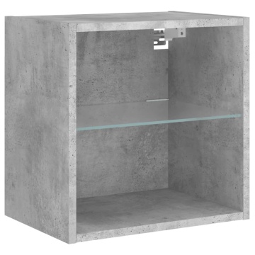 Noptieră cu lumini LED montată pe perete, gri beton - Img 5