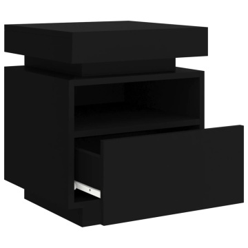 Noptieră cu lumini LED, negru, 40x39x48,5 cm - Img 5