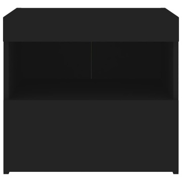 Noptieră cu lumini LED, negru, 50x40x45 cm - Img 7