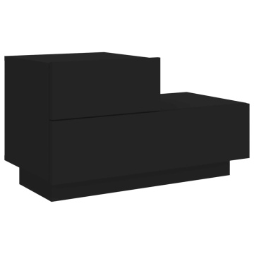 Noptieră cu lumini LED, negru, 70x36x40,5 cm - Img 8