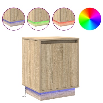 Noptieră cu lumini LED stejar sonoma 39x34,5x50 cm - Img 4